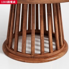 （精品）千匠一品 轻奢新中式风格 北美黑胡桃木+雪山白岩板 高档大气圆餐桌 1303 圆餐桌-X