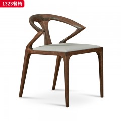 △（精品）千匠一品 轻奢新中式 北美黑胡桃木+真皮+高密度回弹海绵 高档大气餐椅 1323 餐椅-X