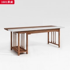（精品）千匠一品 轻奢新中式 北美黑胡桃木+天然大理石 高档优雅茶桌 1601 茶桌-X