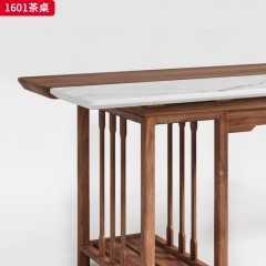 （精品）千匠一品 轻奢新中式 北美黑胡桃木+天然大理石 高档优雅茶桌 1601 茶桌-X