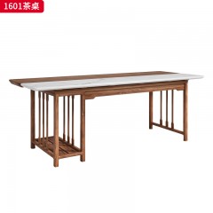 （精品）千匠一品 轻奢新中式 北美黑胡桃木+天然大理石 高档优雅茶桌 1601 茶桌-X