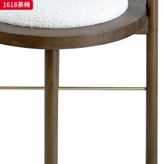 （精品）千匠一品 轻奢新中式 北美黑胡桃木+泰迪绒+高密度回弹海绵 时尚高档茶椅1618 茶椅-X