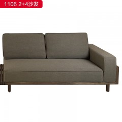 （精品）千匠一品 轻奢新中式风格 高端棉麻布+高密度海绵+北美黑胡桃木 时尚大气沙发 1106 2+4沙发-X