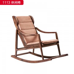 （精品）千匠一品 轻奢新中式风格 高端磨砂布+高密度回弹海绵+北美黑胡桃木 高档优雅休闲椅 1113 休闲椅-X