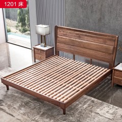 （精品）千匠一品 轻奢新中式风格 北美黑胡桃木 高档时尚床 1201 床-X