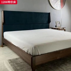 （精品）千匠一品 轻奢新中式风格 北美灰胡桃木+棉麻布+高密度海绵高档大气床 1206 特价床-X