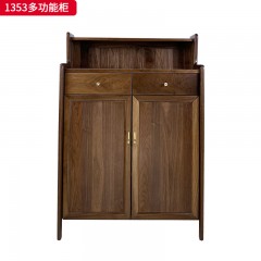 （精品）千匠一品 轻奢新中式风格 北美黑胡桃木+金属拉手 时尚高档功能柜 1353 多功能柜-X