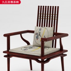 △【精品】千匠一品新中式风格优质柬埔寨黑酸枝+优质棉麻+高密度海绵茶椅九五至尊-J