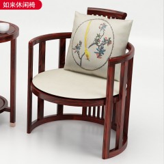 △【精品】千匠一品新中式风格优质柬埔寨黑酸枝+优质布艺+高密度海绵休闲椅-如来-J