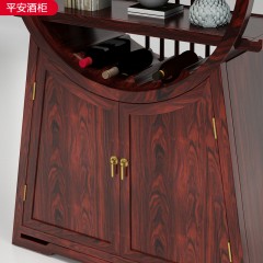 △【精品】千匠一品新中式风格优质柬埔寨黑酸枝+五金铜件1.2m酒柜-平安-J
