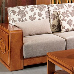 千匠一品中式风格优质橡木+布艺转角沙发8206-E