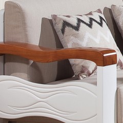 △千匠一品韩式风格优质白蜡木+橡木+布艺（1+2+3位）组合沙发-E