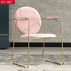 △【精品】千匠一品轻奢现代极简金色五金碳钢实心架子+绒布餐椅CY-007-C