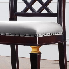 △【精品】千匠一品轻奢美式进口橡胶木+优质仿真皮+环保油漆餐椅E302-M