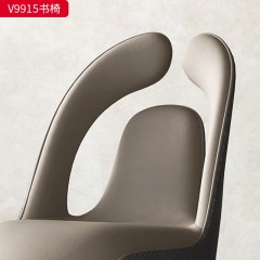 千匠一品 轻奢意式风格 实木+国产皮+高密度海绵 时尚大气书椅 V9915-X