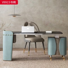千匠一品 轻奢意式风格 实木+国产皮+高密度海绵 时尚大气书椅 V9915-X