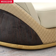 千匠一品 轻奢意式风格 实木+金丝黑檀天然木皮+不锈钢钛金+国产皮 高档大气沙发 M5502-X