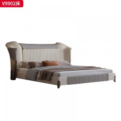 千匠一品 意式风格 国产磨砂皮+高密度海绵+实木框架 时尚高档床 V9902-X