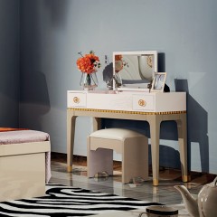 △【精品】千匠一品轻奢欧式精选环保板材高清镜面储物妆台凳组合JMC-011-J