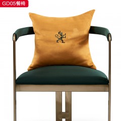 【精品】千匠一品 现代轻奢高档绒布+填充高密度海绵+五金不锈钢餐椅-GD05-G