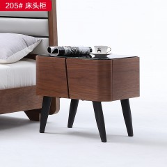千匠一品 北欧风格 E1环保板+5CC钢化黑玻 +碳素钢 简约大气床头柜205#床头柜-X