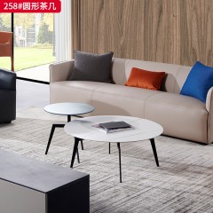 千匠一品 现代极简风格 岩板+暗黑砂五金简约大气圆形茶几258圆形茶几-X