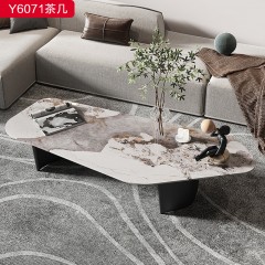 千匠一品 轻奢极简风格碳素钢+岩板 简约高档茶几Y6071茶几-X