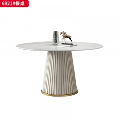 千匠一品 轻奢风格岩石板面+不锈钢镀金 轻奢高档餐桌6921#餐桌-X