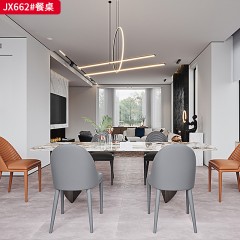 千匠一品 轻奢极简风格 黑钛+岩板 简约高档餐桌JX662#餐桌-X