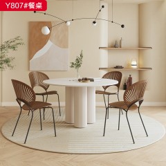 千匠一品 轻奢极简风格 板木喷漆+岩板 简约高档餐桌Y807#餐桌-X