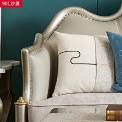 △千匠一品 轻奢美式风格 纳帕仿真皮+绒麻布 高档大气沙发901沙发-X