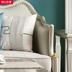 △千匠一品 轻奢美式风格 纳帕仿真皮+绒麻布 高档大气沙发901沙发-X