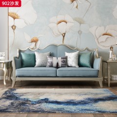 △千匠一品 轻奢美式风格 帕仿真皮+绒麻布 高档轻奢沙发 902沙发-X