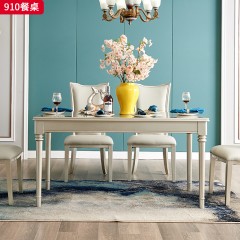 △千匠一品 轻奢美式风格 实木+实木多层 简约高档餐桌 910餐桌-X
