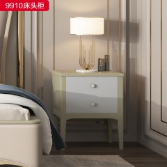 △千匠一品 轻奢美式风格 实木+实木多层 高档大气床头柜9910床头柜-X