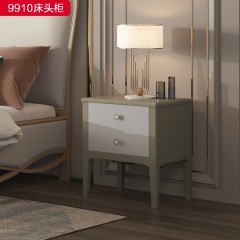 △千匠一品 轻奢美式风格 实木+实木多层 高档大气床头柜9910床头柜-X