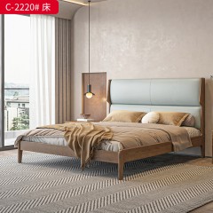 △千匠一品 北欧风格 白蜡木+超纤皮 C-2220床-D