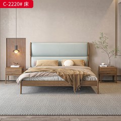 △千匠一品 北欧风格 白蜡木+超纤皮 C-2220床-D