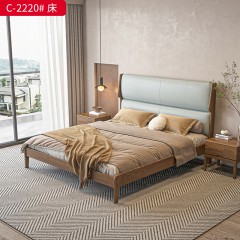 △千匠一品 北欧风格 白蜡木+超纤皮 C-2220床-D