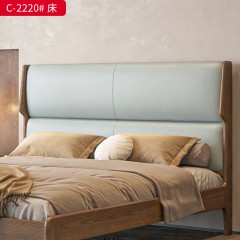 △千匠一品 北欧风格 白蜡木+超纤皮 C-2220床-D