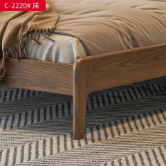 △千匠一品 北欧风格 白蜡木+超纤皮 C-2220床-D