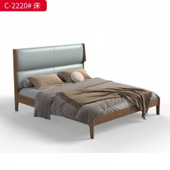 △千匠一品 北欧风格 白蜡木+超纤皮 C-2220床-D