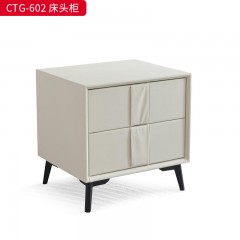 千匠一品 现代风格优质皮艺+中纤板+五金脚简奢床头柜RC-601 RC-602-W
