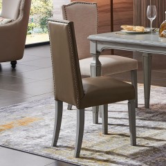 △【精品】千匠一品轻奢美式高密度海绵布料+实木框架餐椅T802-M