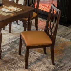 △【精品】千匠一品轻奢美式优质高密度海绵+实木框架餐椅T806-M