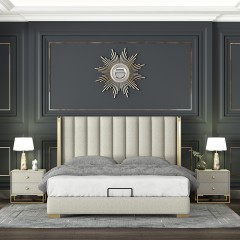 △【精品】千匠一品意式轻奢优质科技布+高密度海绵+松木框架1.8M床F95-H