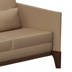 千匠一品中式风格优质白蜡木+仿真皮客厅沙发组合K61-M