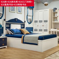 △千匠一品 儿童风格 进口桦木+进口伯丁克双组分水性漆 高档精致1.2米 1.5米床 床头柜 三门衣柜 直角书台 转角书台616 书椅601-L