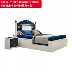 △千匠一品 儿童风格 进口桦木+进口伯丁克双组分水性漆 高档精致1.2米 1.5米床 床头柜 三门衣柜 直角书台 转角书台616 书椅601-L
