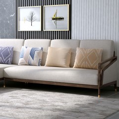 千匠一品北欧风格白蜡木+辅材橡木+亚麻布转角沙发B812-M